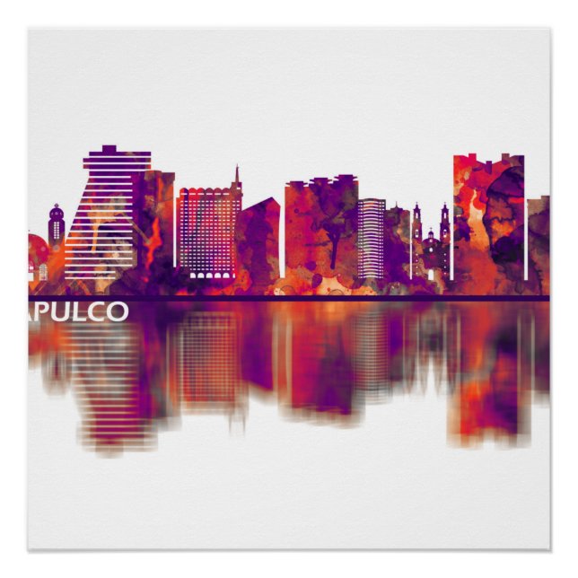 Pôster Acapulco Mexico Skyline (Frente)
