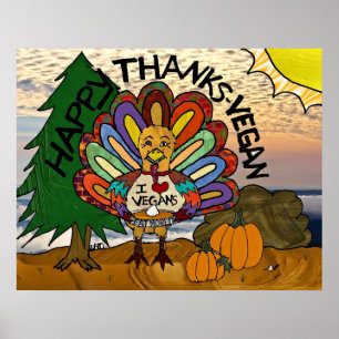 Poster Acção de graças feliz Turquia do Vegan dos