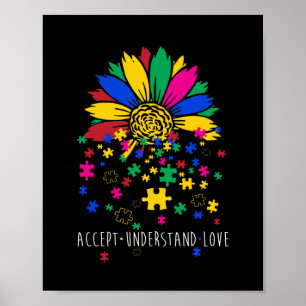 Poster Accept Sunflower Compreende Autismo Mundo Ancional