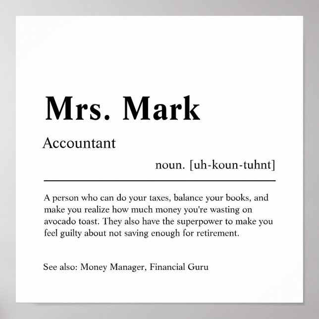 Poster Accountant Personalized Gift (Frente)