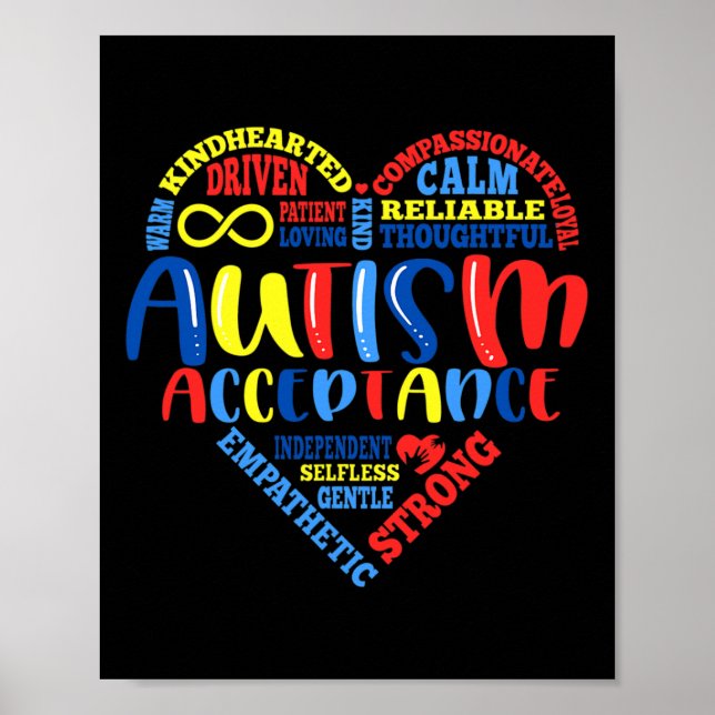 Poster Aceitação Autismo Atenção Mês de Suporte Quebra-ca (Frente)