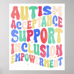 Poster aceitação do autismo inclusão apoio empoderamento