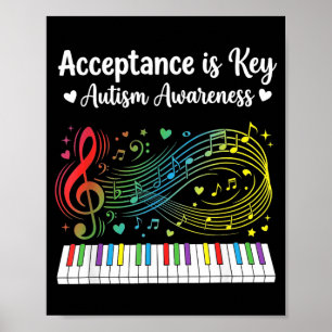 Poster Aceitação é a Chave Consciência do Autismo Música