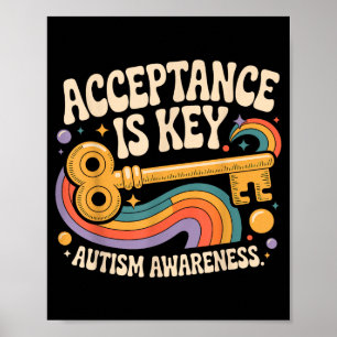 Poster Aceitação é a chave conscientização do autismo apo