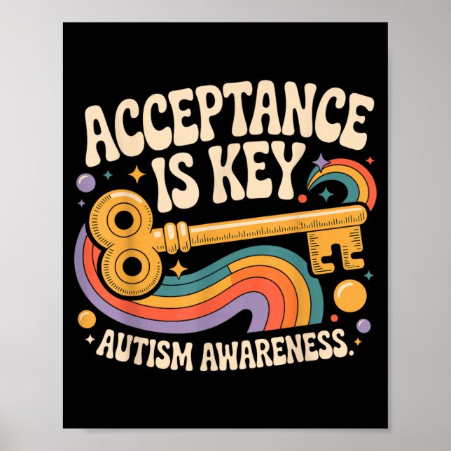 Poster Aceitação é a chave conscientização do autismo apo (Frente)