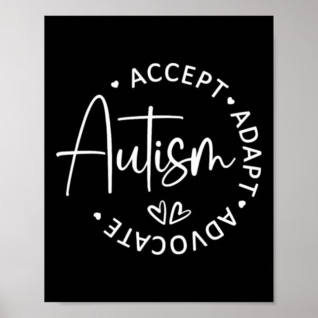 Poster Aceitar Adaptar a Consciência do Autismo Seja Bast (Frente)
