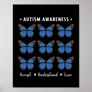 Poster Aceitar Compreender Autismo Atenção Borboleta