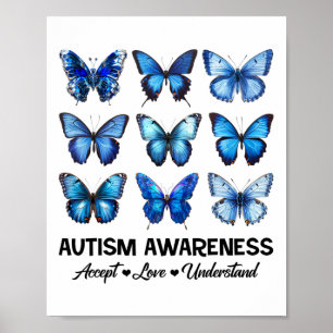 Poster Aceitar Compreender Autismo Atenção Borboleta