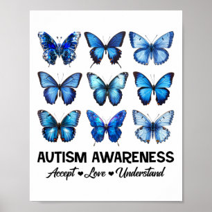 Poster Aceitar Compreender Autismo Atenção Borboleta