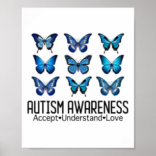 Poster Aceitar Compreender Autismo Atenção Borboleta