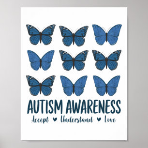 Poster Aceitar Compreender Autismo Atenção Borboleta