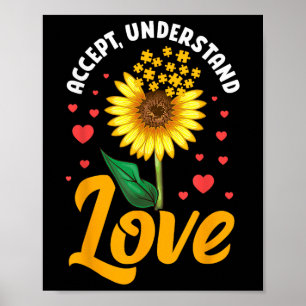 Poster Aceitar Compreender O Amor Autismo Girassol Sensib