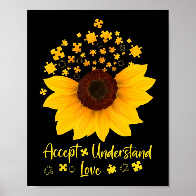 Poster Aceitar Compreender O Amor Camisa De Girassol Auti (Frente)