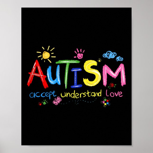 Poster Aceitar Entender Amar Conscientização do Autismo A (Frente)