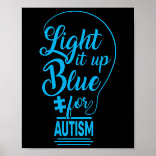 Poster Acenda-O Autismo Azul A Consciência Oferece Utensí