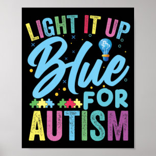 Poster Acenda-O Com Uma Camisa De Sensibilização Azul Aut