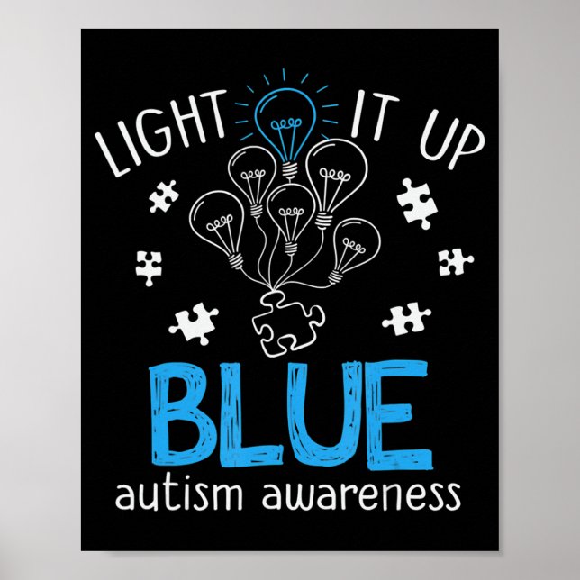 Poster Acenda-O Quebra-cabeça de Consciência do Autismo A (Frente)