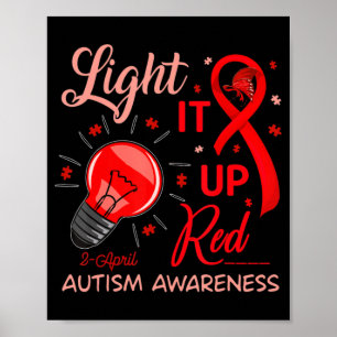 Poster Acenda-o Vermelho Autismo Sensibilização Homens Qu