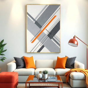 Poster Acento Geométrico Minimalista Laranja