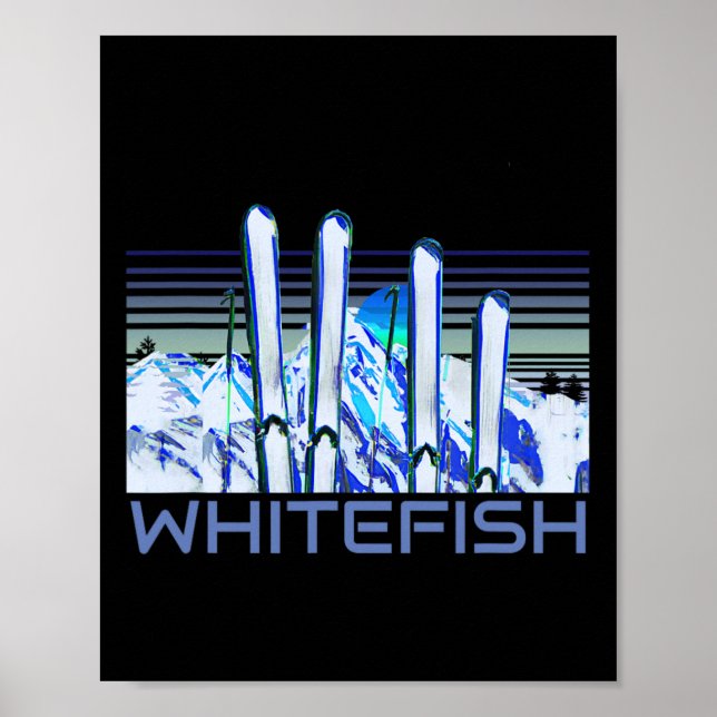 Poster Acessórios de Esqui Whitefish Retro Esqui Whitefis (Frente)