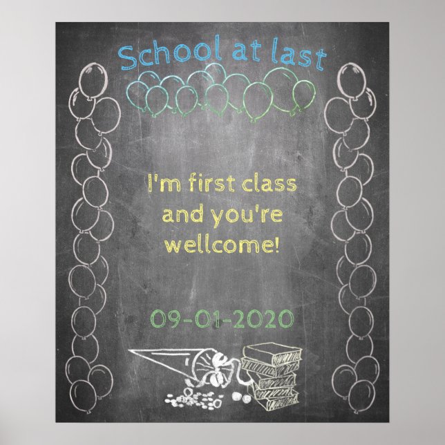 Poster Acessórios para matrícula no estilo quadro negro (Frente)