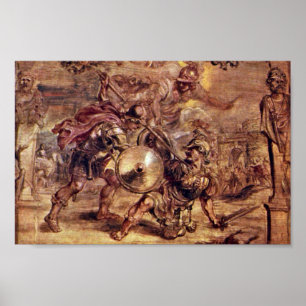 Pôster Achilles derrotou Hector., por Peter Paul Rubens