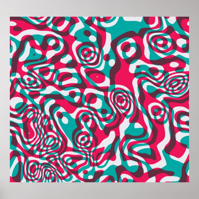 Poster Acido Psicodélico Sem Olhos De Fundo Funky. (Frente)