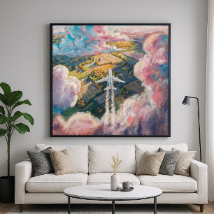 Poster Acima - Estilo de Ilustração de Pintura Plana
