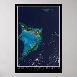 Poster Acklins e Baamas das Ilhas Tortas do Mapa Espacial