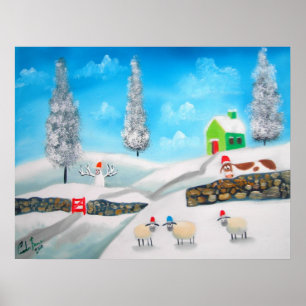 Pôster ACOBARDE a pintura de CENA popular G da NEVE do