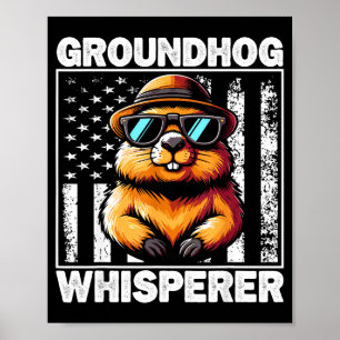 Poster Acomodador de Marmota Retro Engraçado Dia da Marmo