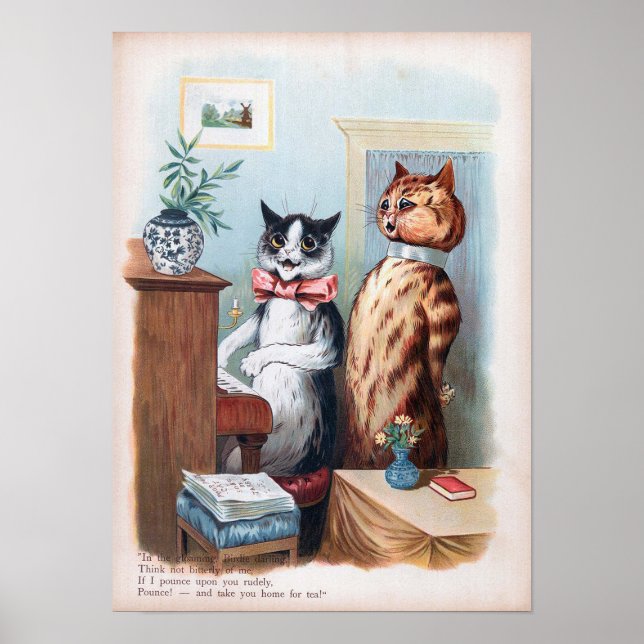 Poster Acompanhamento de Piano de Gato, Louis Wain (Frente)