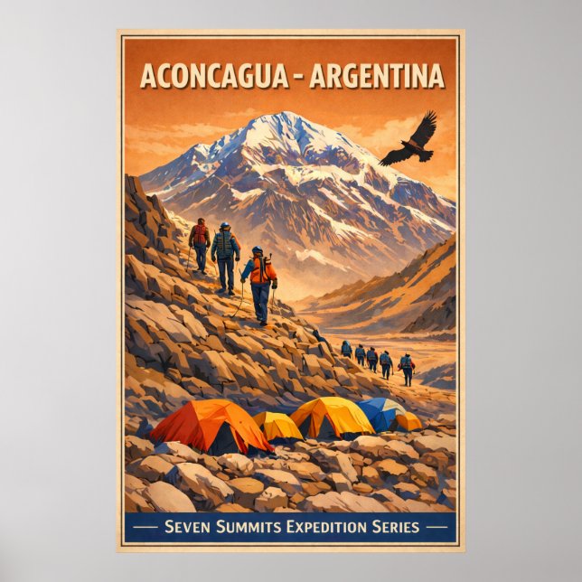 Poster Aconcagua Argentina - Vintage Travel  (Frente)