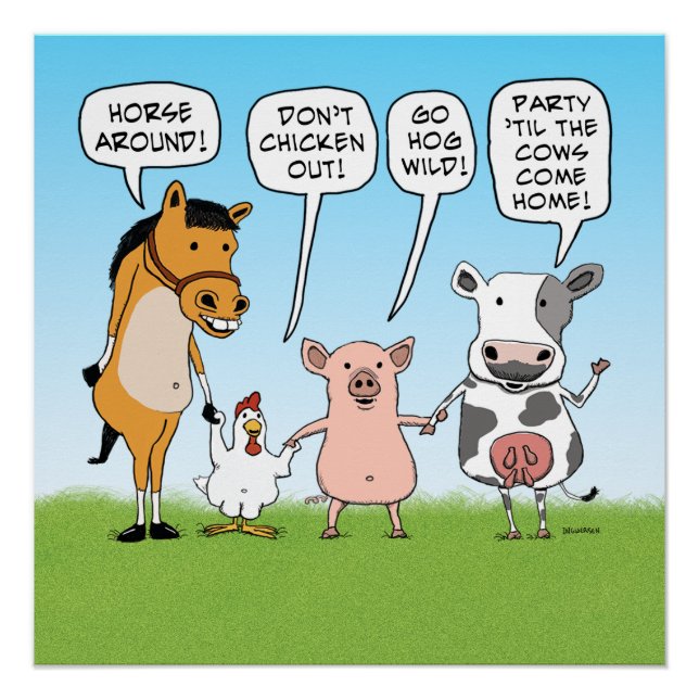 Pôster Aconselhamento aos Animais de Festa Engraçados (Frente)