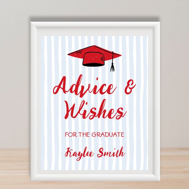 Poster Aconselhamento E Desejos Para O Formando 2025 Verm (Advice & Wishes For Graduate 2025 Red & Blue Poster)