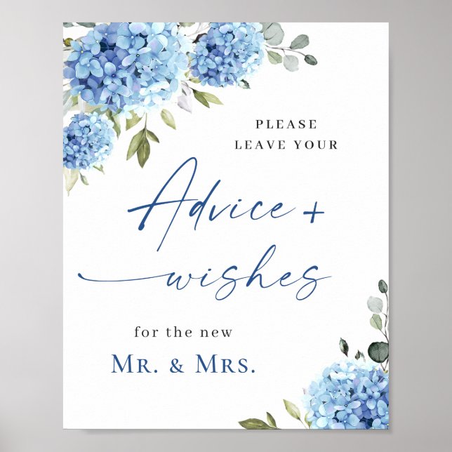 Poster Aconselhamento sobre Hydrangea Azul Elegante e Cas (Frente)
