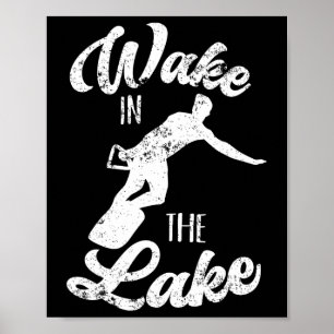 Poster Acordar De Wakeboard No Barco De Wakeboard Do Lago