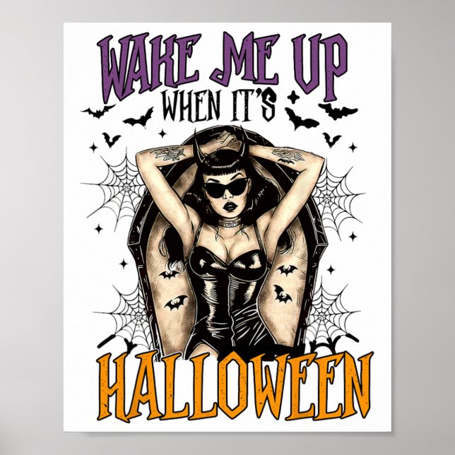 Poster Acordar-me quando for o Hallowe Bruxa Engraçado (Frente)