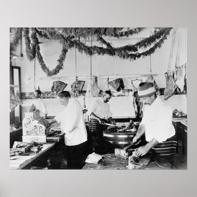 Poster Açougue, 1895. Foto Antiga (Frente)