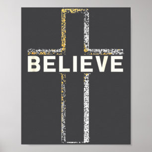 Poster Acredite Cruz de Jesus Fé Religiosa Cristã Homens