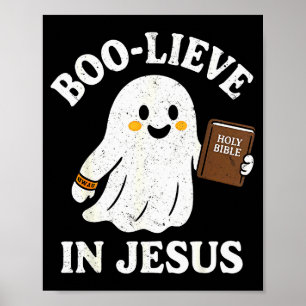 Poster Acredite Em Jesus Divertido Cristão Fantasma Leitu