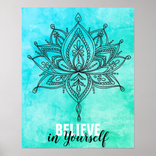 Poster Acredite em si mesmo Lotus Mandala Turquoise