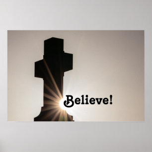Poster Acredite! Santa citação motivacional espiritual