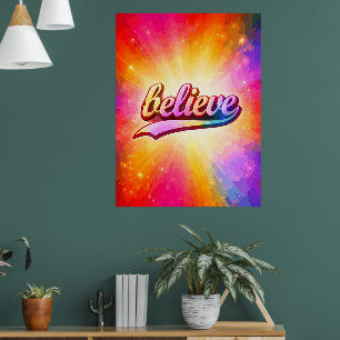 Poster Acredite Tipografia Colorida Inspiradora