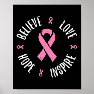 Poster Acreditem no Amor Esperança Friso Rosa Cancer Awar