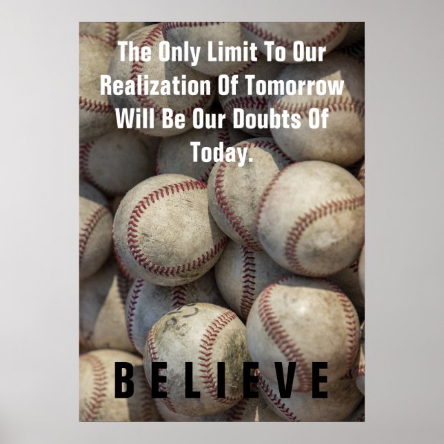 Poster Acreditem no Baseball Inspirational Motivational (Frente)