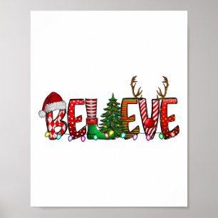 Poster Acreditem no Natal da família de pijamas do Papai