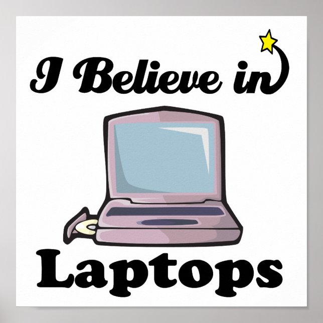 Pôster acredito em laptop (Frente)