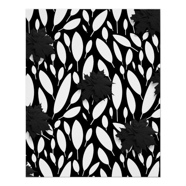 Pôster acrílico preto e branco "Botanic Balance" (Frente)