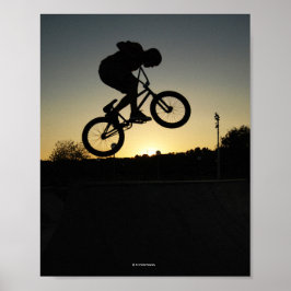 Poster acrobacia de salto de freestyler BMX